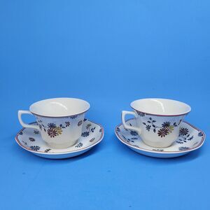 Adams English Ironstone "Vermont" Vintage Set Of 2 Cups And 2 Saucers VGC